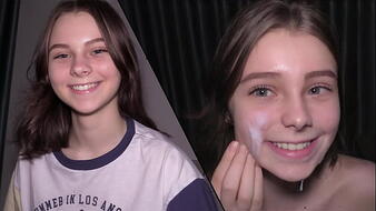 Fiatal szűz lány alázatosan nyeli a spermát és kapja keményen a seggbe